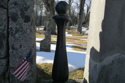 Cemetery Post with American Flag